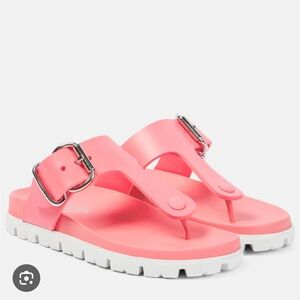 PRADA EVA Rubber Buckled Lug Sole Sandals 37 Begonia